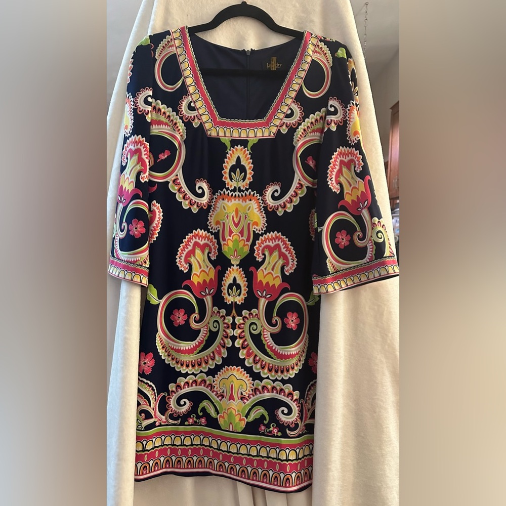 EUC- Laundry By Shelli Segal Size 6‎ Paisley Print Square Neck minidress